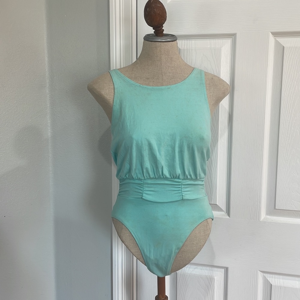 Vintage 1980s Leotard one piece bodysuitbodysuit high cut green women’s size L